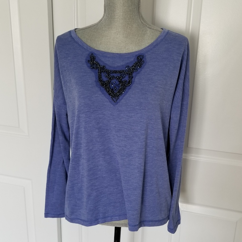 Aerie Small Petite Blue/Purple Long Sleeve Top
